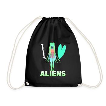 I love aliens - Drawstring Bag - black - Front