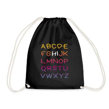Hi Alphabet - Drawstring Bag - black - Front