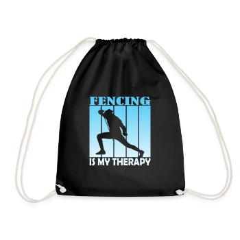 fencing is my therapy - Drawstring Bag - black - Front
