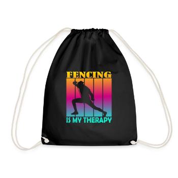 fencing is my therapy - Drawstring Bag - black - Front