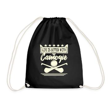 Life is better with Camogie - Drawstring Bag - black - Front