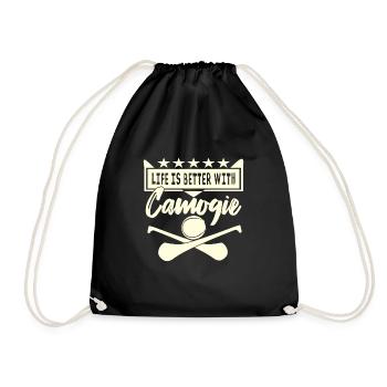 Life is better with Camogie - Drawstring Bag - black - Front