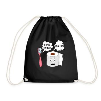 Funny Tootbrush Toilet Paper Apperal - Turnbeutel - Schwarz - Vorne