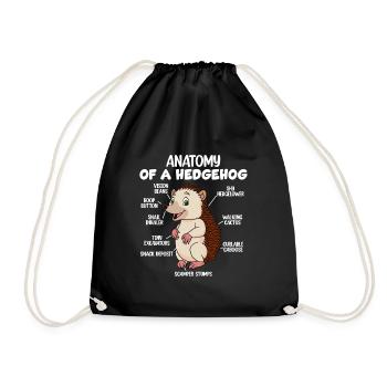 Anatomy of a hedgehog - Drawstring Bag - black - Front