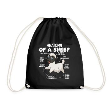 Anatomy of a sheep - Drawstring Bag - black - Front