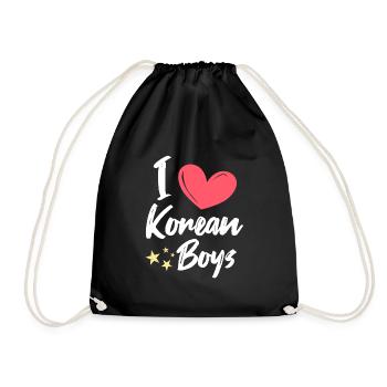 I love Korean boys - Drawstring Bag - black - Front