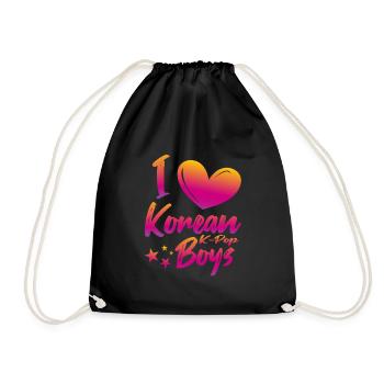 I love Korean boys - Drawstring Bag - black - Front