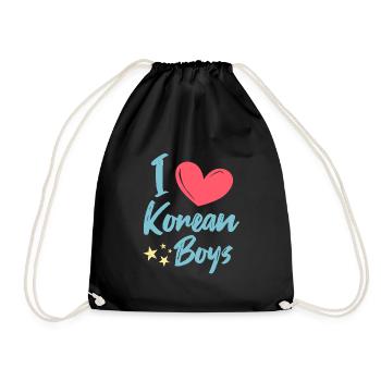 I love Korean boys - Drawstring Bag - black - Front