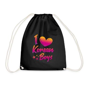 I love Korean boys - Drawstring Bag - black - Front