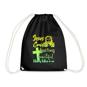 Lange Haare Christ Christliches Design - Turnbeutel - Schwarz - Vorne