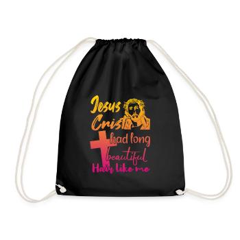 Lange Haare Christ Christliches Design - Turnbeutel - Schwarz - Vorne