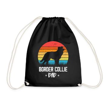 Border Collie - Drawstring Bag - black - Front