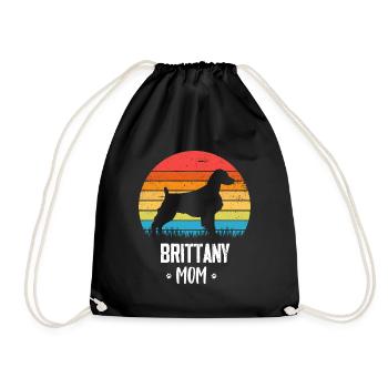 Brittany Spaniel Epagneul Breton Dog - Drawstring Bag - black - Front
