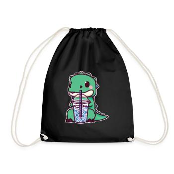 Dinosaurier trinkt Bubble Tea - Turnbeutel - Schwarz - Vorne