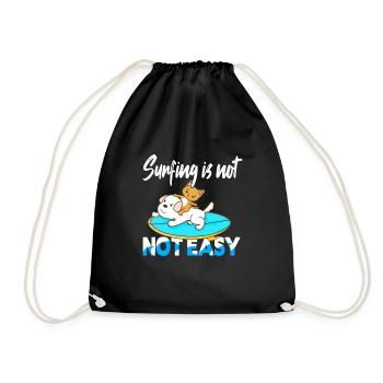 Surfing is not easy - Drawstring Bag - black - Front