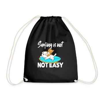 Surfing is not easy - Drawstring Bag - black - Front