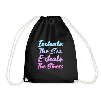 Beach Yoga Design - Drawstring Bag - black - Front