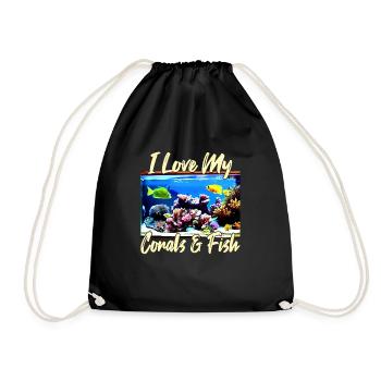 Saltwater aquarium coral fish - Drawstring Bag - black - Front
