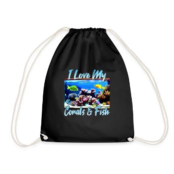 Saltwater aquarium coral fish - Drawstring Bag - black - Front