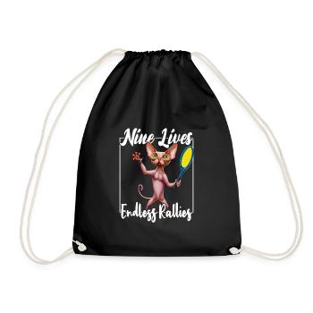 Tennis Sphynx Cat 9 Life - Drawstring Bag - black - Front