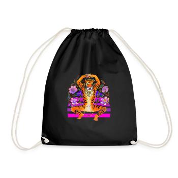 Yoga Tiger liebt Blumen - Turnbeutel - Schwarz - Vorne