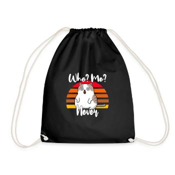 Who, me? Never - Erschrockene Katze - Turnbeutel - Schwarz - Vorne