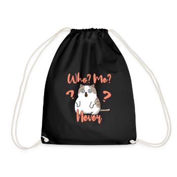 Who, me? Never - Erschrockene Katze - Turnbeutel - Schwarz - Vorne