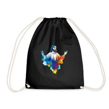 Jésus coloré - Sac de sport léger - noir - Devant