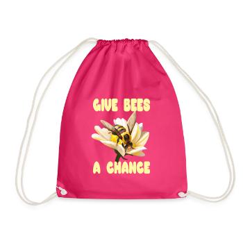 Give Bees a Chance - Drawstring Bag - fuchsia - Front