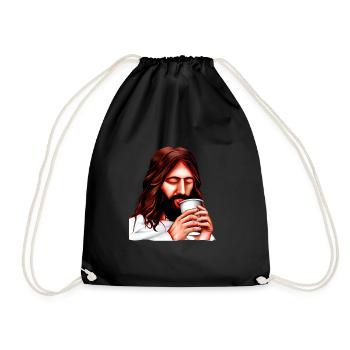 Jesus mochte Kaffee - Turnbeutel - Schwarz - Vorne