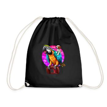 Macaw und Beagle Freundschaft - Turnbeutel - Schwarz - Vorne