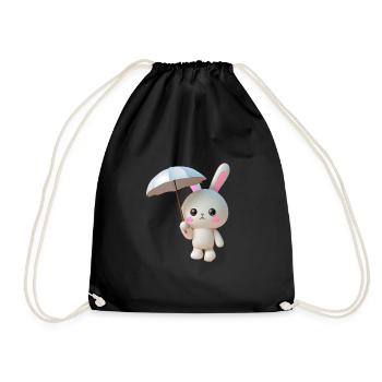 Umbrella Rabbit - Drawstring Bag - black - Front