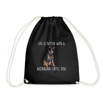 Australian Cattle Dog - Drawstring Bag - black - Front