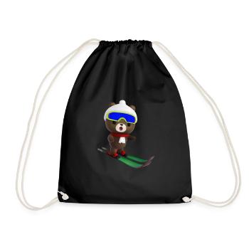 Stunned skier Bear - Drawstring Bag - black - Front