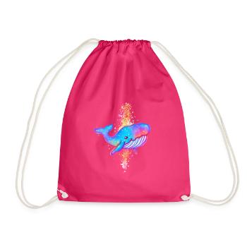 Colorful whale in the ocean - Drawstring Bag - fuchsia - Front