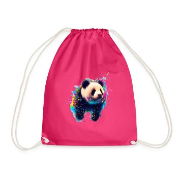 Farbexplosion Panda Bär - Turnbeutel - Fuchsia - Vorne