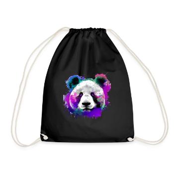 Colorful panda with splashes - Drawstring Bag - black - Front