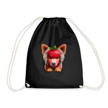 Chien fraise - Sac de sport léger - noir - Devant