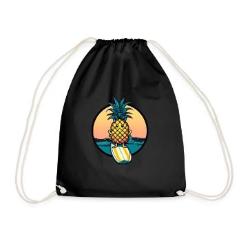 Ananas kawaii au coucher du soleil - Sac de sport léger - noir - Devant