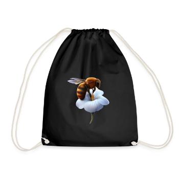 Bee on flower - Drawstring Bag - black - Front