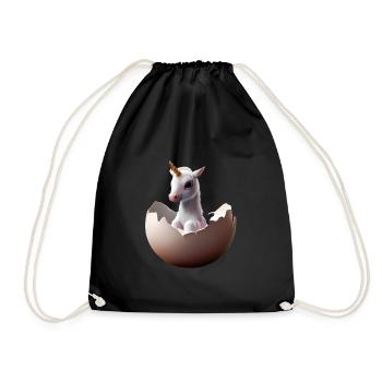 Hatching baby unicorn - Drawstring Bag - black - Front