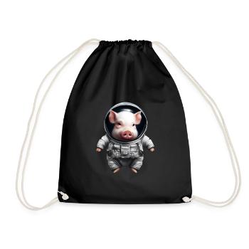 Schwein als Astronaut - Turnbeutel - Schwarz - Vorne