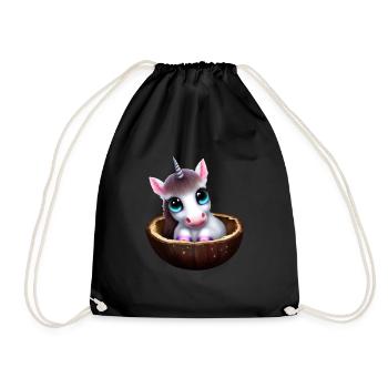 Unicorn in a coconut shell - Drawstring Bag - black - Front