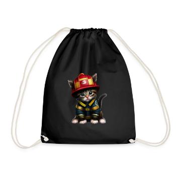 Fire Brigade Cat - Drawstring Bag - black - Front