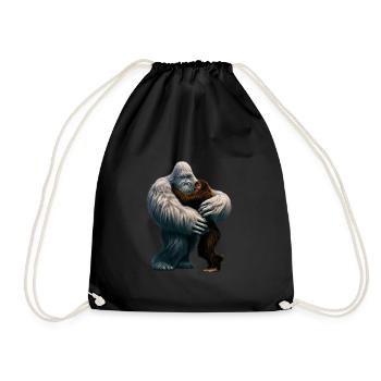 Yeti embrasse Bigfoot - Sac de sport léger - noir - Devant