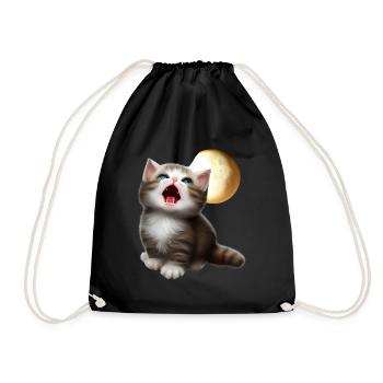 Chat miaulant vers la lune - Sac de sport léger - noir - Devant