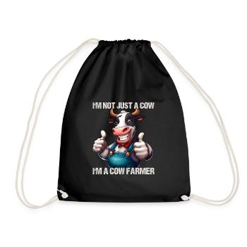 Farmer Cow - Drawstring Bag - black - Front