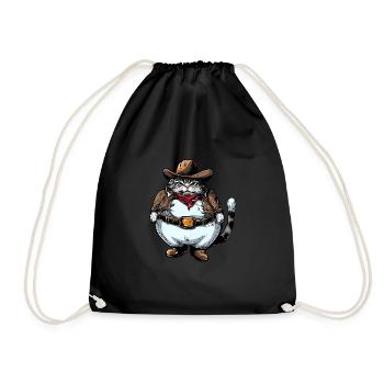 Gros chat cowboy - Sac de sport léger - noir - Devant