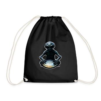 Alien Handpan Spieler - Turnbeutel - Schwarz - Vorne