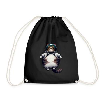 Gros chat astronaute - Sac de sport léger - noir - Devant